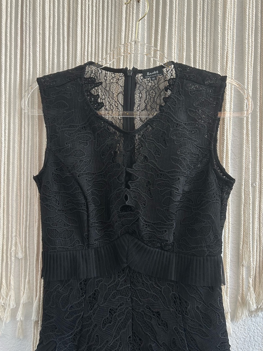 Bardot Black Lace Pleated Mini Dress - Picture 4 of 13